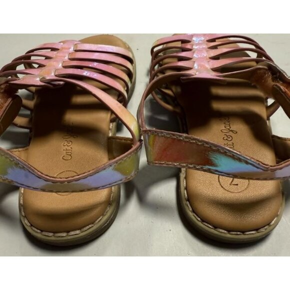 Cat & Jack Toddler Shanel Colorblock Fisherman Sandals Iridescent Sz 7T - Picture 6 of 7